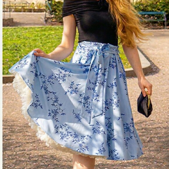 Belle Poque Floral Vintage Skirt Women NWT High Waisted A-line MidI Sz XL - Picture 8 of 9